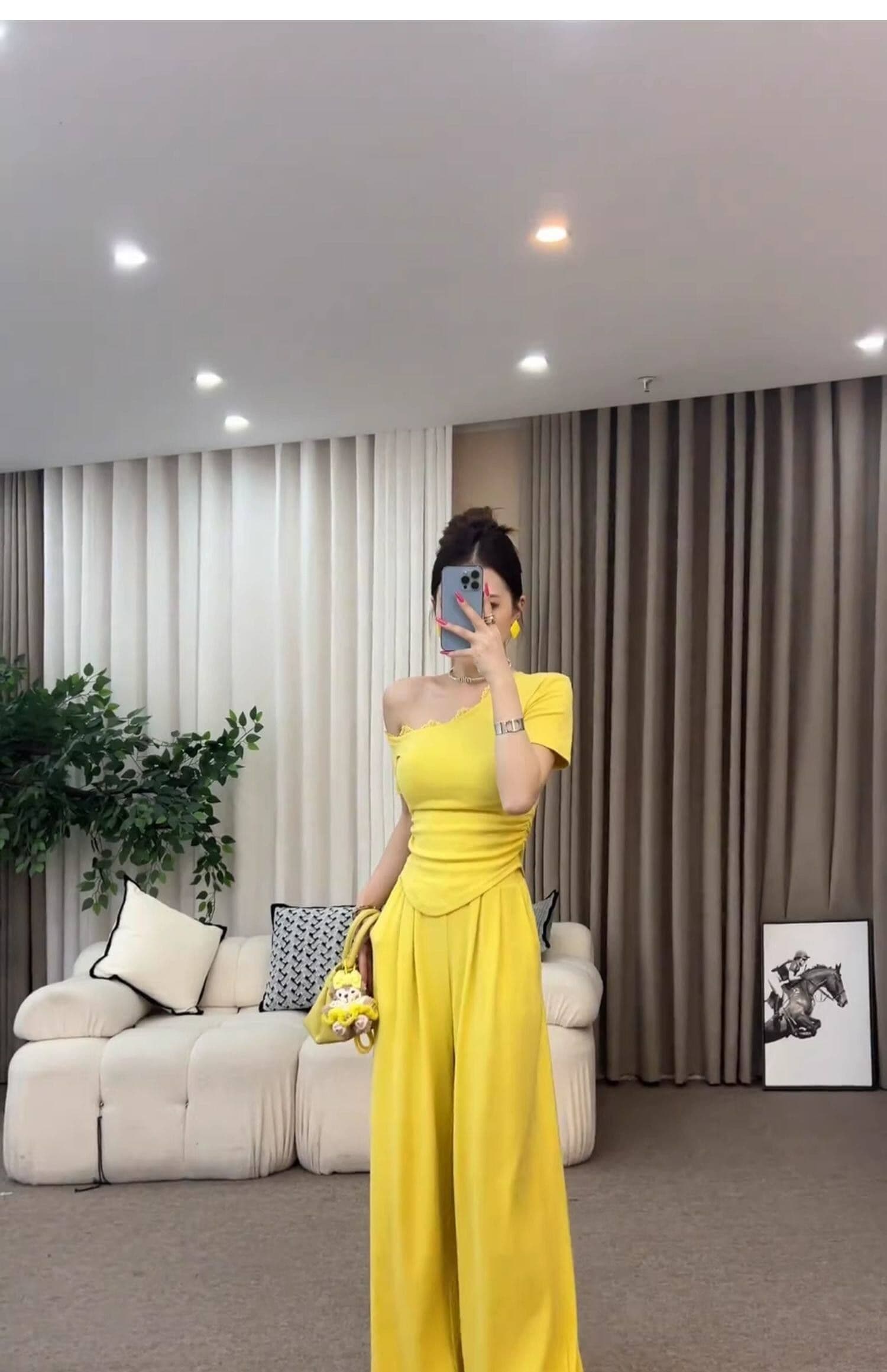 순면 한 부서 캐주얼 세트 여름 패션 연령 감소 몸매 가꾸기 슬림해 보이는 오프숄더 반팔 와이드 레그 팬츠 투피스 세트 상세 이미지 11