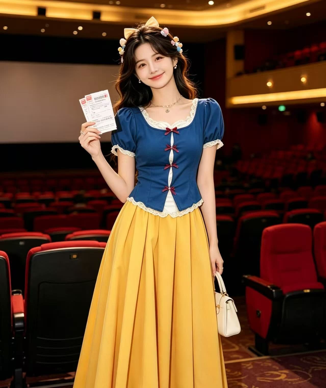파란색 레이스 조각 맨위 달콤함 세트 투피스 세트 반신 스커트 여름 새로운 2026 백설공주 치마 상세 이미지 2