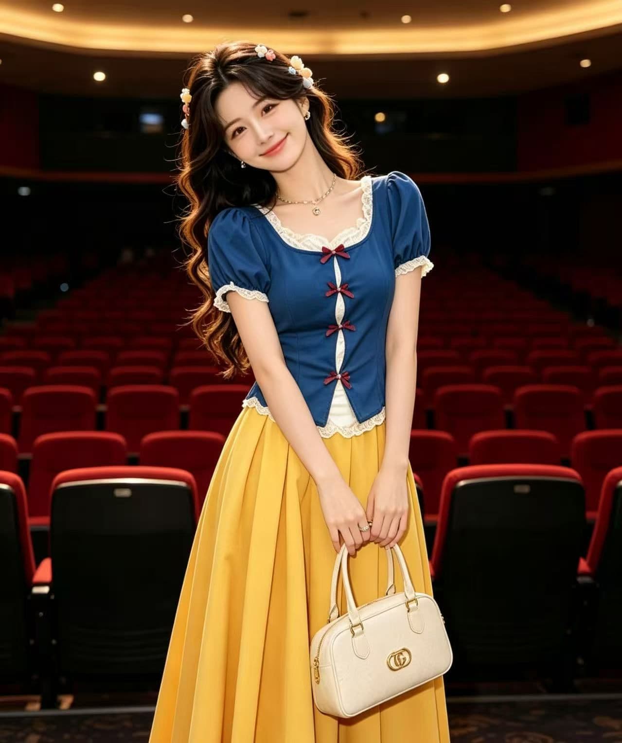 파란색 레이스 조각 맨위 달콤함 세트 투피스 세트 반신 스커트 여름 새로운 2026 백설공주 치마 상세 이미지 3