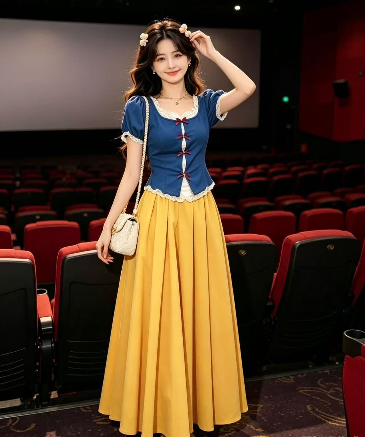파란색 레이스 조각 맨위 달콤함 세트 투피스 세트 반신 스커트 여름 새로운 2026 백설공주 치마 상세 이미지 7