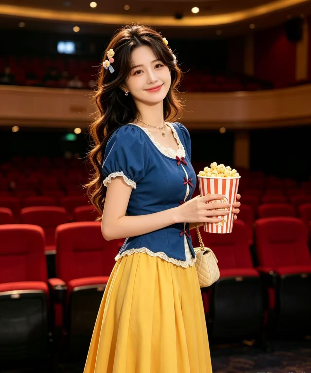 파란색 레이스 조각 맨위 달콤함 세트 투피스 세트 반신 스커트 여름 새로운 2026 백설공주 치마 상세 이미지 8