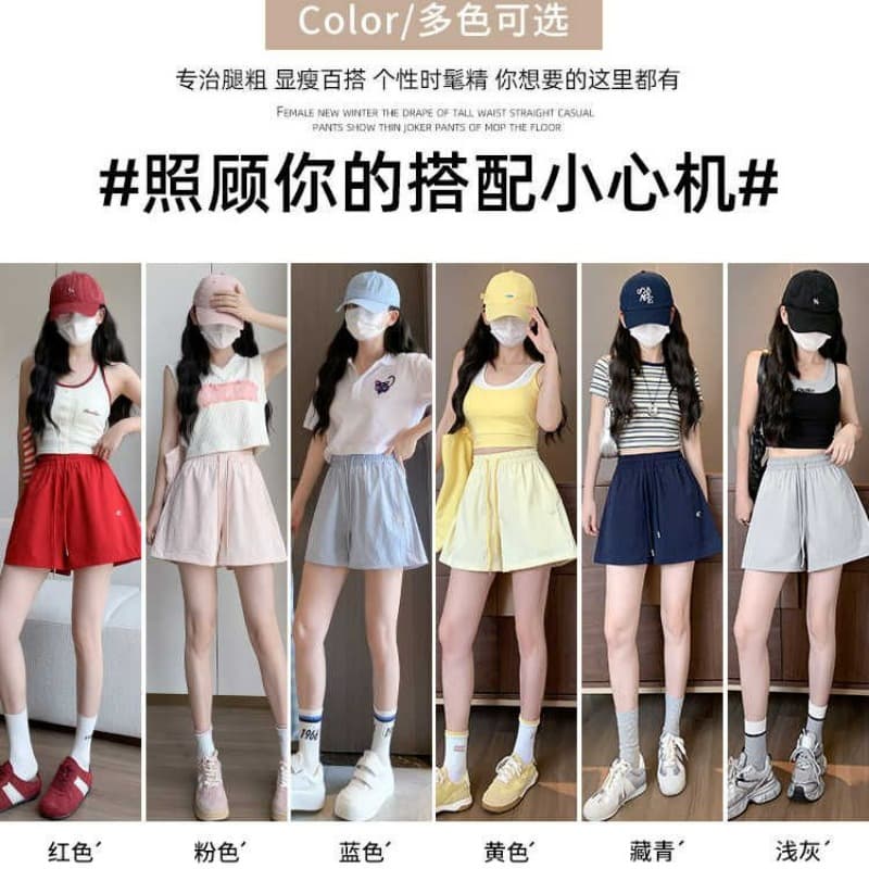 원본 3 차원 허리 머리 반바지 여성 여름 2026 새로운 하이웨이스트 외출용 캐주얼 넓은 다리 바지 워크웨어 운동 이미지 5