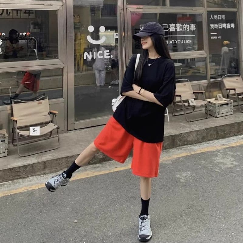 순수한 Mianhua 면 3 차원 인터넷 측면 허리 머리 익스트림 제인 루즈핏 여름 중성 바람 운동 캐주얼 루즈핏 반바지 아이들 이미지 3