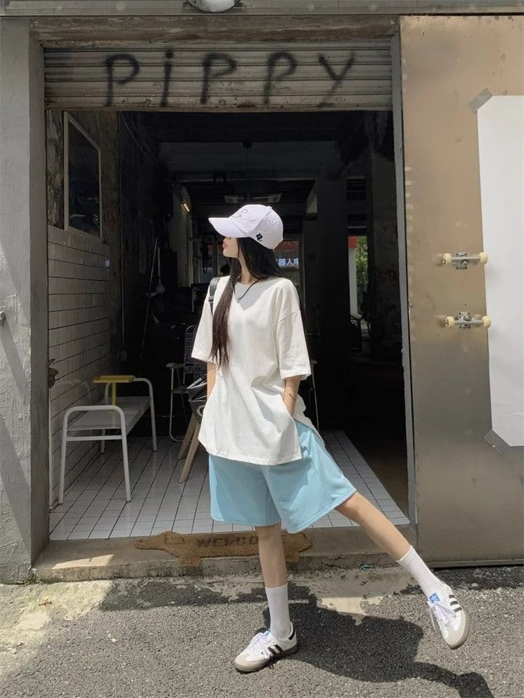순수한 Mianhua 면 3 차원 인터넷 측면 허리 머리 익스트림 제인 루즈핏 여름 중성 바람 운동 캐주얼 루즈핏 반바지 아이들 상세 이미지 3