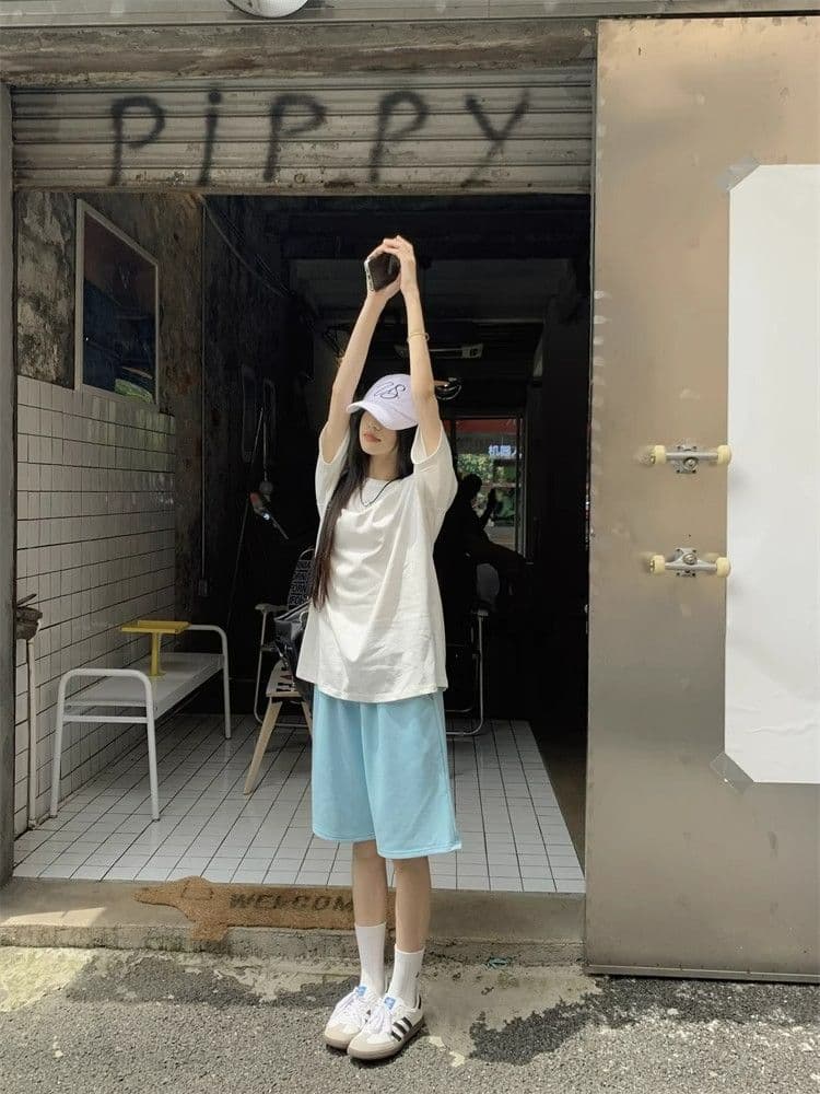 순수한 Mianhua 면 3 차원 인터넷 측면 허리 머리 익스트림 제인 루즈핏 여름 중성 바람 운동 캐주얼 루즈핏 반바지 아이들 상세 이미지 5
