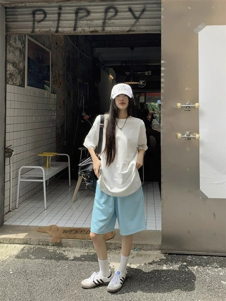 순수한 Mianhua 면 3 차원 인터넷 측면 허리 머리 익스트림 제인 루즈핏 여름 중성 바람 운동 캐주얼 루즈핏 반바지 아이들 상세 이미지 6