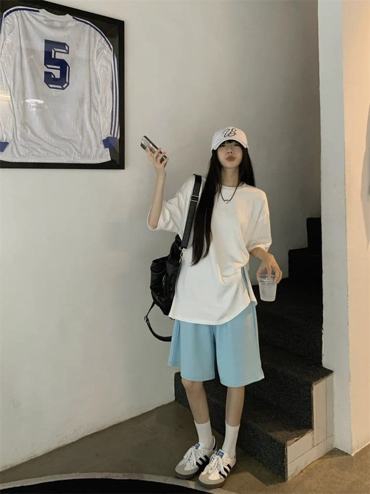 순수한 Mianhua 면 3 차원 인터넷 측면 허리 머리 익스트림 제인 루즈핏 여름 중성 바람 운동 캐주얼 루즈핏 반바지 아이들 상세 이미지 18