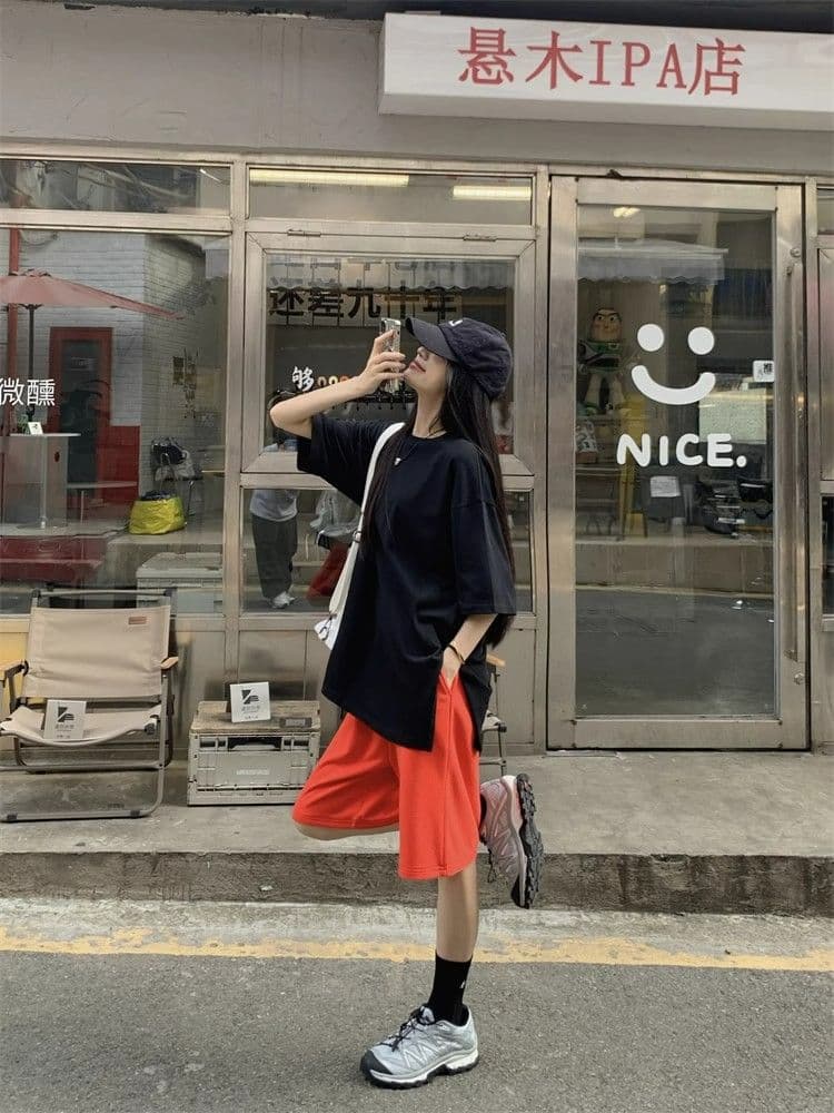 순수한 Mianhua 면 3 차원 인터넷 측면 허리 머리 익스트림 제인 루즈핏 여름 중성 바람 운동 캐주얼 루즈핏 반바지 아이들 상세 이미지 22