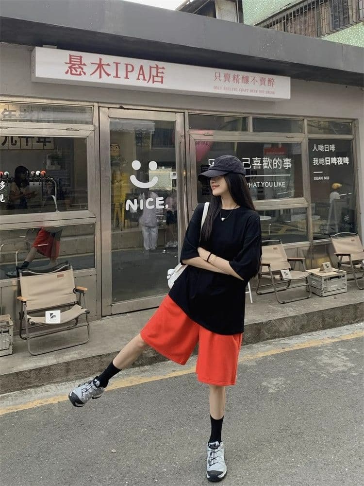 순수한 Mianhua 면 3 차원 인터넷 측면 허리 머리 익스트림 제인 루즈핏 여름 중성 바람 운동 캐주얼 루즈핏 반바지 아이들 상세 이미지 23