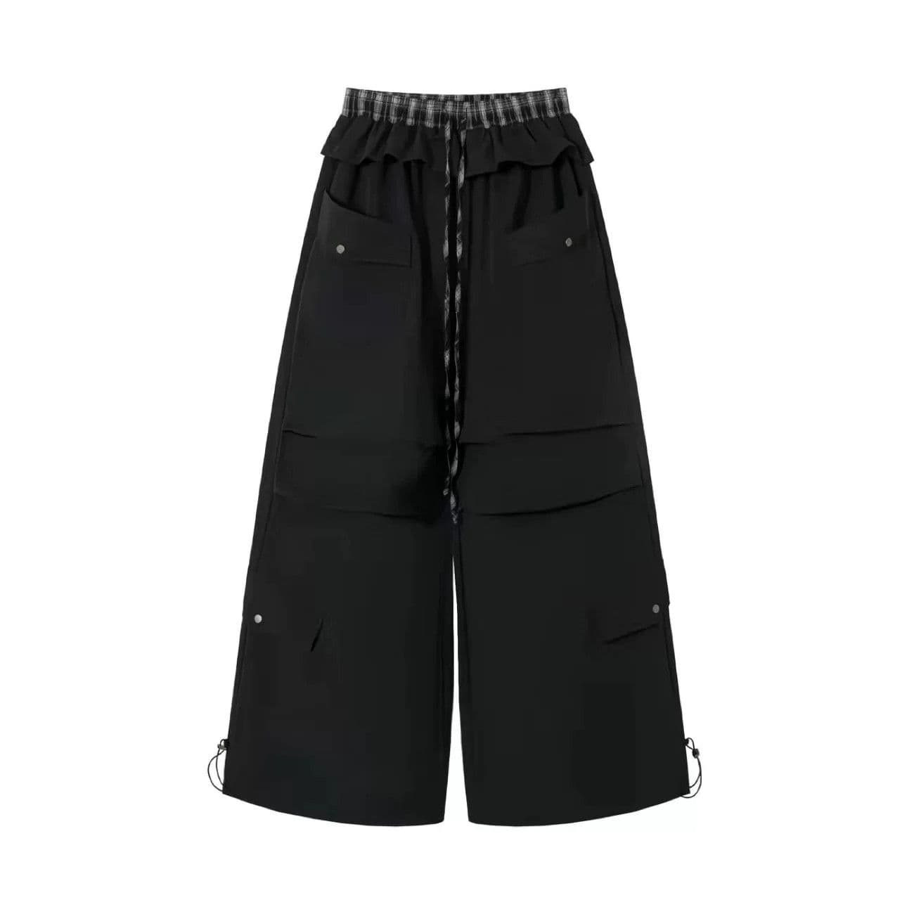 탑 실크 길다 원단 아메리칸 레트로 랩스커트팬츠 더블 허리 머리 펌프 로프 캐주얼 바지 루즈핏 주머니 워크웨어 팬츠 와이드 레그 팬츠 상세 이미지 13