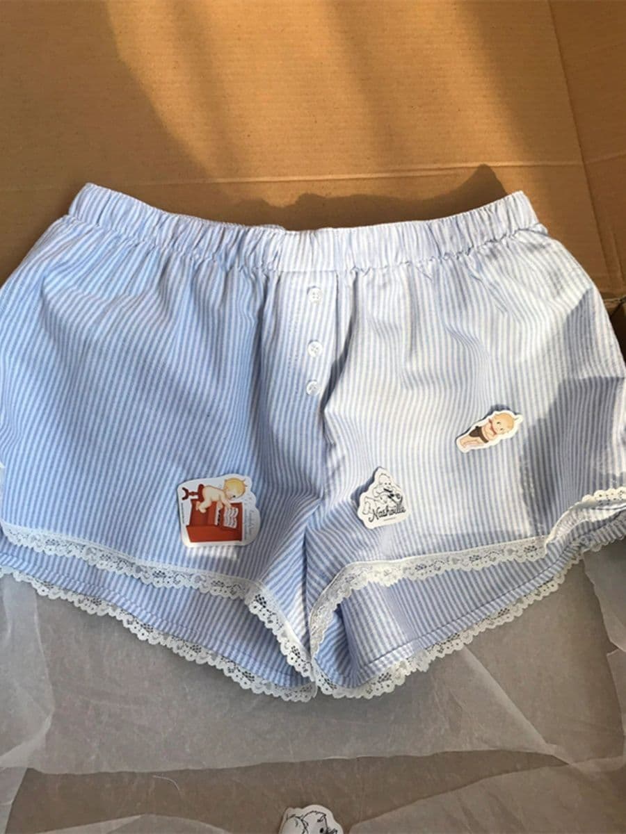 주간 고양이 품질 달콤함 레이스 레이스 파자마 바지 여성 여름 다용도 홈 순수한 욕망 바람 프랑스식 반바지 상세 이미지 1