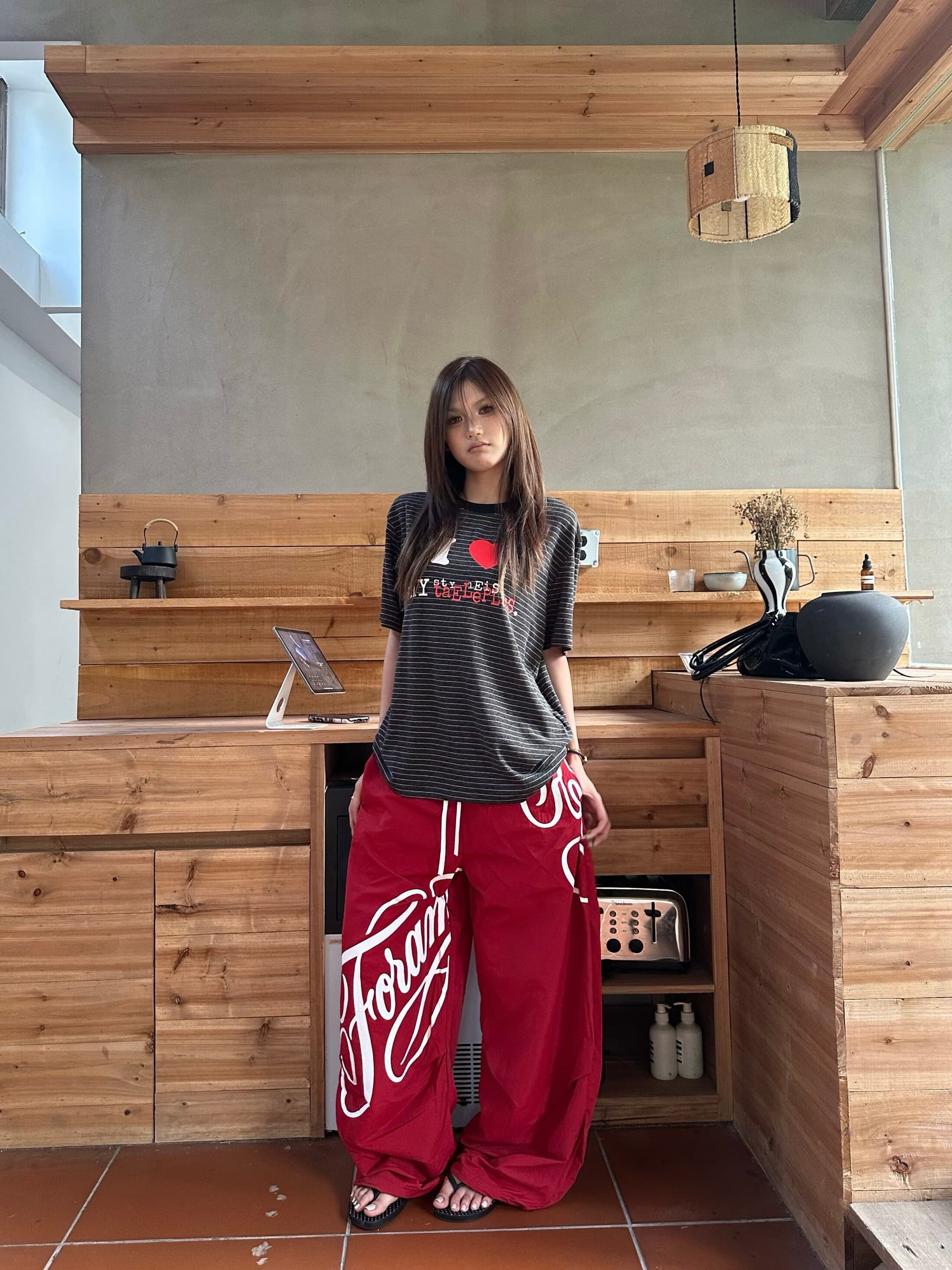 아메리칸 레트로 높음 거리 프린트 와이드 레깅스 바지 루즈핏 낙하산 병 바지 재즈 댄스 캐주얼 바지 모통이 칼 긴 바지 트렌드 상세 이미지 8