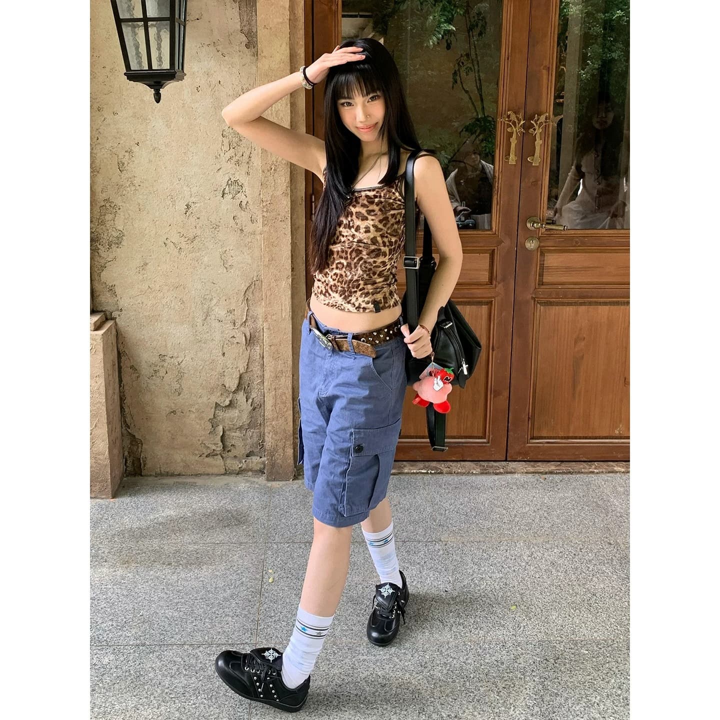 아메리칸 레트로 워크웨어 반바지 여성 여름 새로운 캐주얼 오부 바지 워싱 마 구법 일 바지 로우 웨이스트 중 바지 이미지 3
