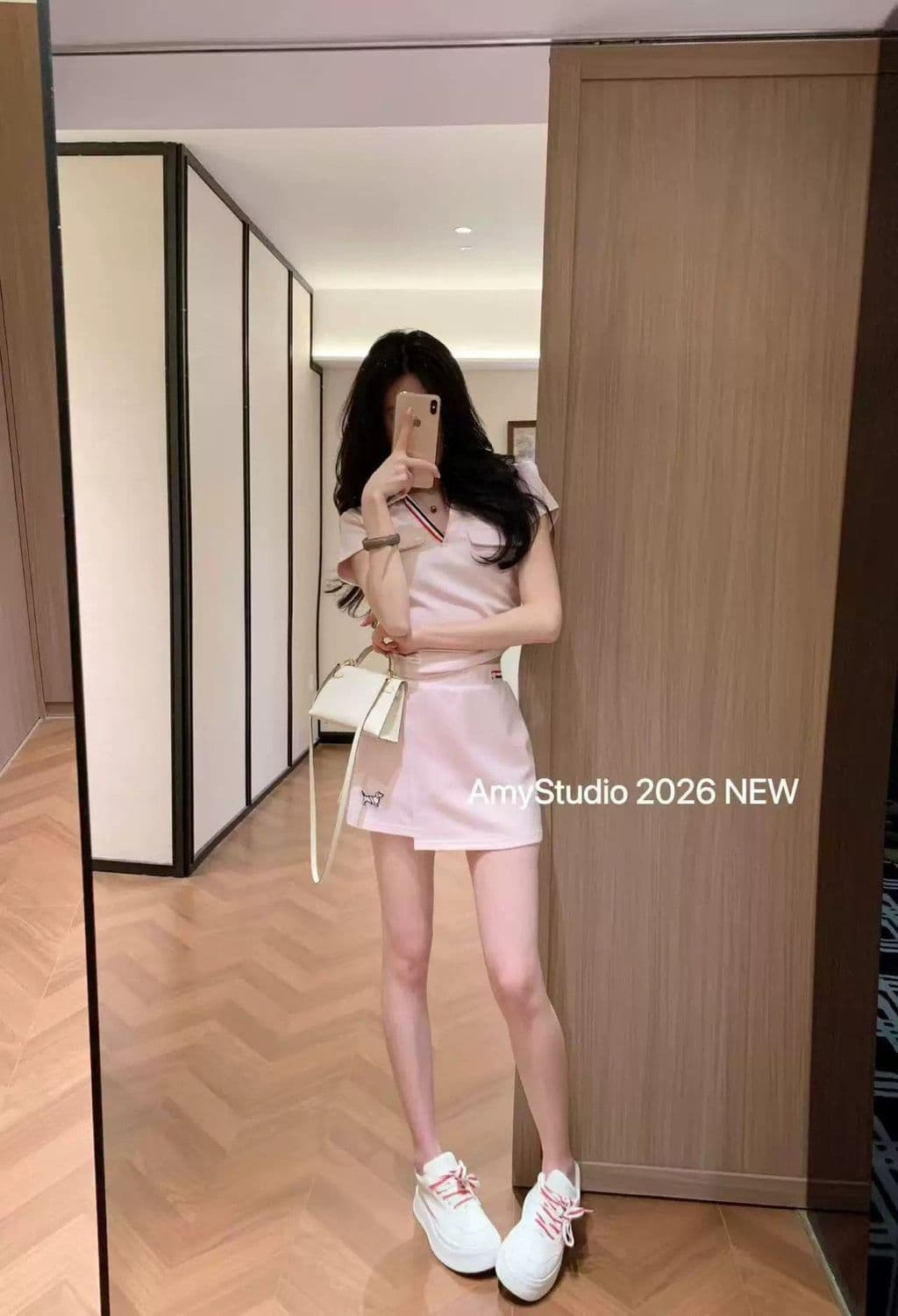 한국 동대문 새로운 학원 스타일 POLO 칼라 반팔 반신 스커트 여성 여름 슬림해 보이는 디자인 센스 세트 핫걸 바람 상세 이미지 6