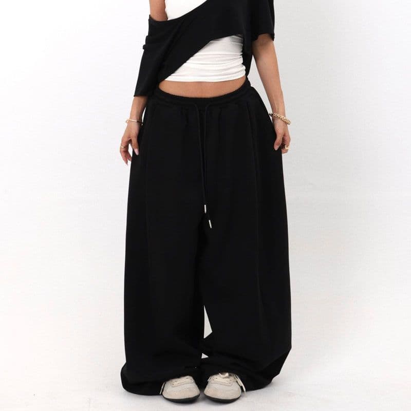ins 여름 새로운 레트로 아메리칸 느긋한 도파민 펌프 Pleat 넓은 다리 춤추기 캐주얼 바지 트렌디 상세 이미지 8