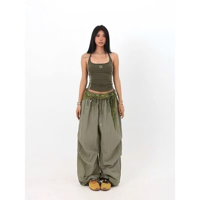조수 브랜드 스트리트 댄스 워크웨어 팬츠 여성 아메리칸 웃음 하 펌프 로프 스트레이트 속도 건조한 야외 캐주얼 운동 바지 이미지 5