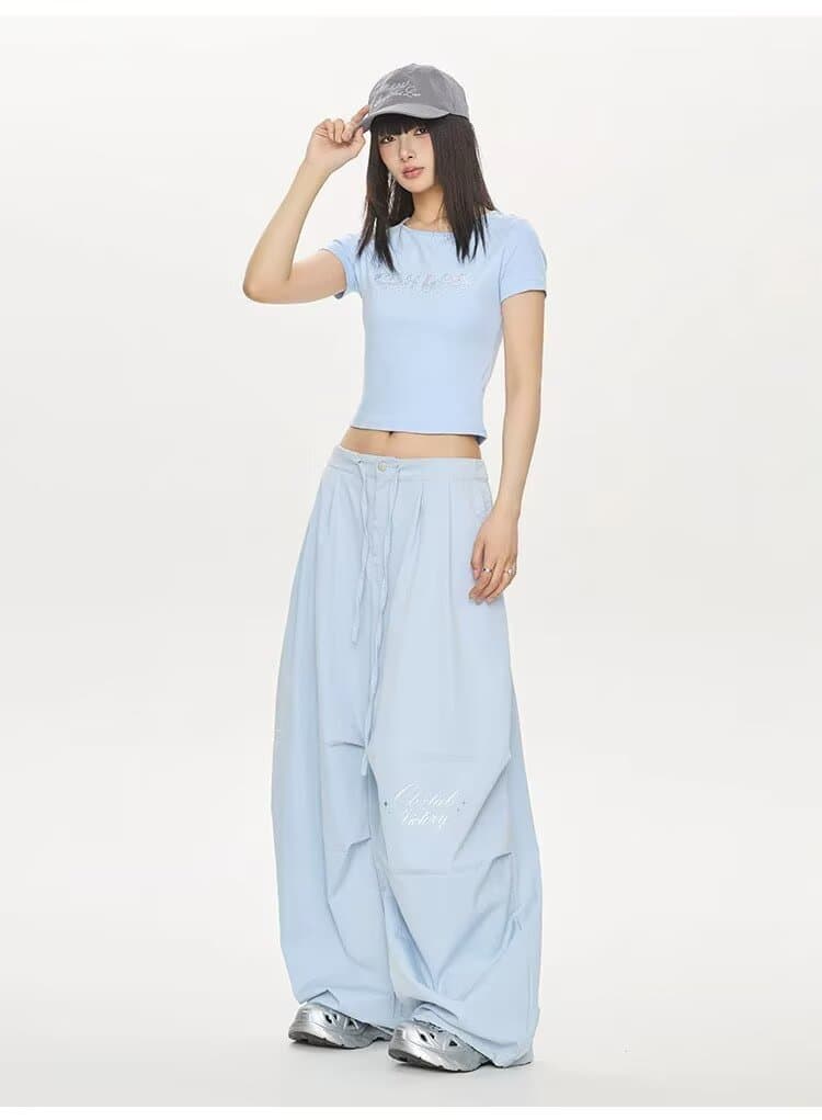 아메리칸 조수 브랜드 모통이 칼 워크웨어 팬츠 여성 여름 통기성 웃음 하 루즈핏 스트레이트 넓은 다리 펌프 로프 캐주얼 바지 상세 이미지 8