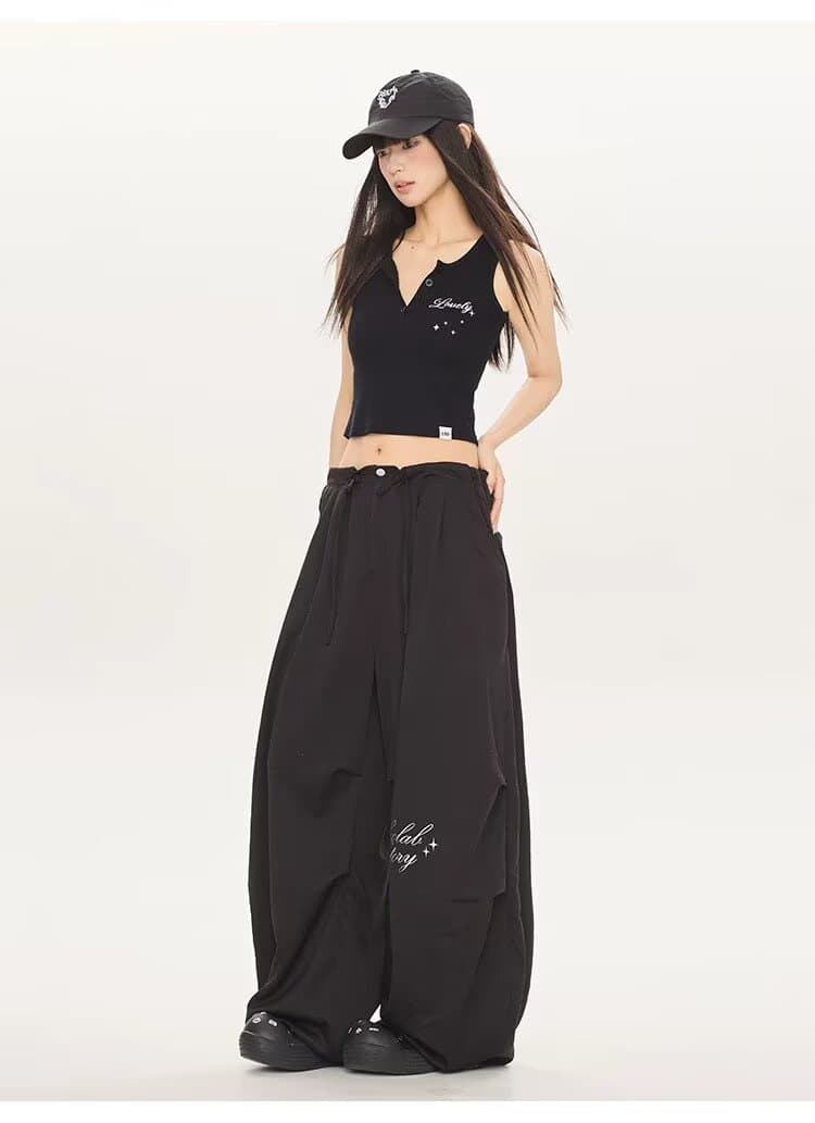 아메리칸 조수 브랜드 모통이 칼 워크웨어 팬츠 여성 여름 통기성 웃음 하 루즈핏 스트레이트 넓은 다리 펌프 로프 캐주얼 바지 상세 이미지 19