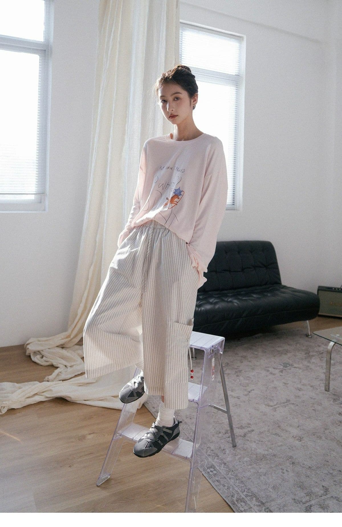 원본 셔틀 제직 여름 소금 부서 기타 바람 스트레이트 8 점 바지 여성 상세 이미지 2