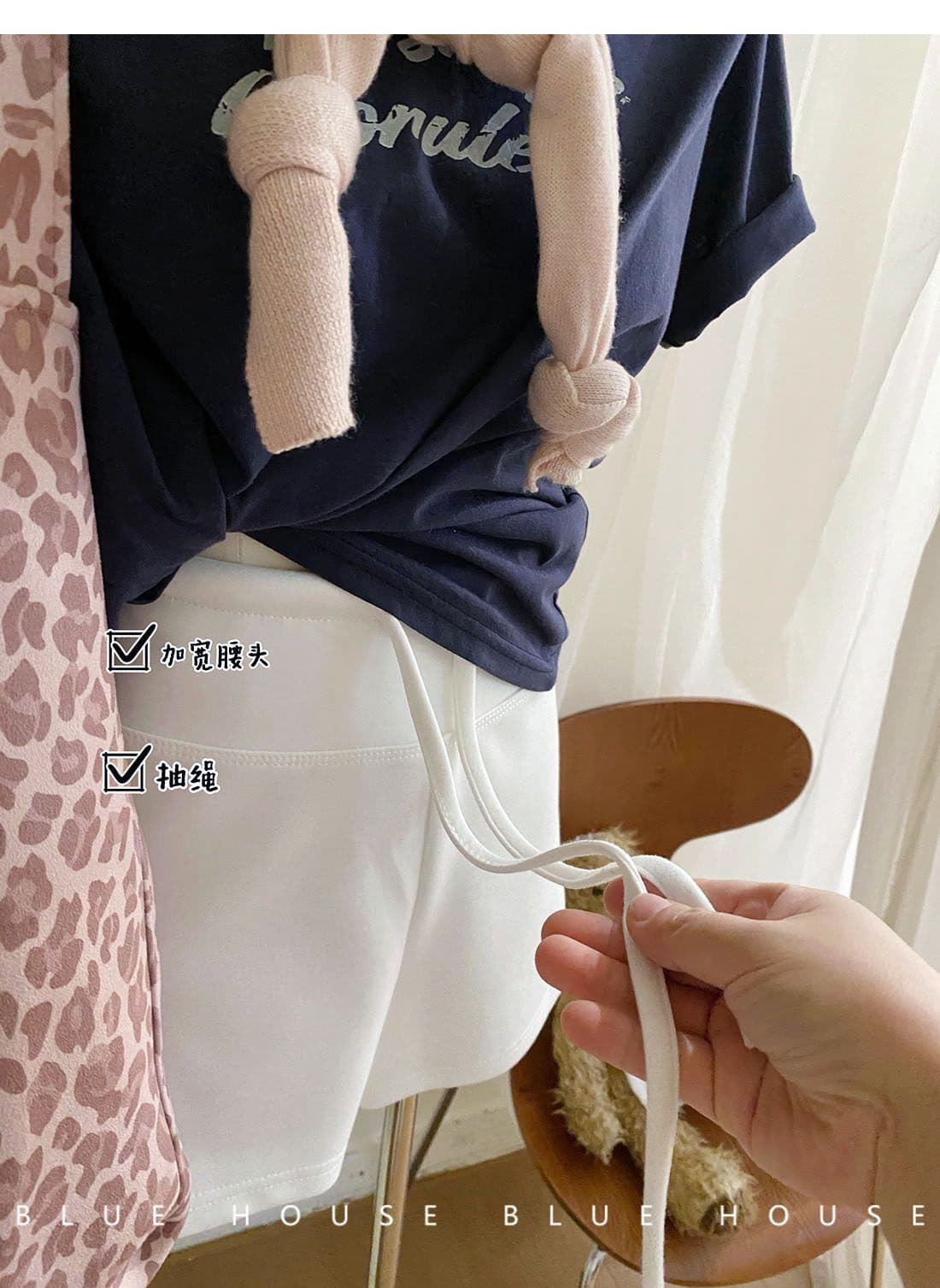 아메리칸 핫걸 lu 부서 슬림해 보이는 빈 가스 층 회색 웨이 바지 반바지 여성 여름 외출용 운동 캐주얼 a 단어 핫 바지 상세 이미지 27