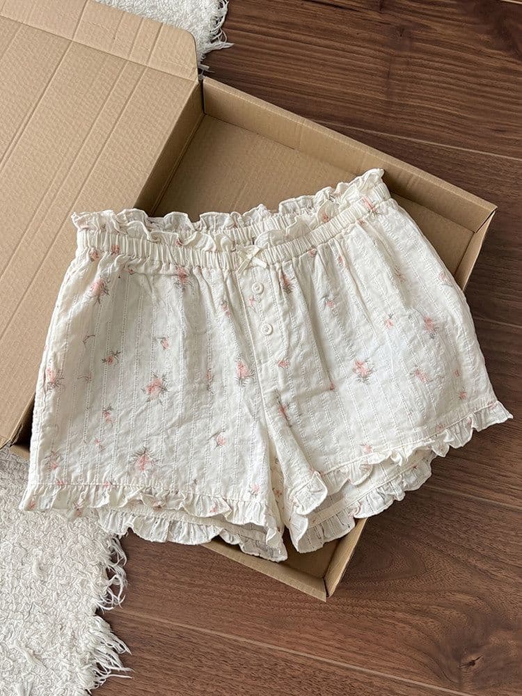 bm 한국 스타일 달콤함 작은 꽃무늬 다용도 파자마 바지 여성 2026 여름 섹션 미니멀리즘 캐주얼 슬림해 보이는 홈 수 있습니다. 외출용 반바지 상세 이미지 2