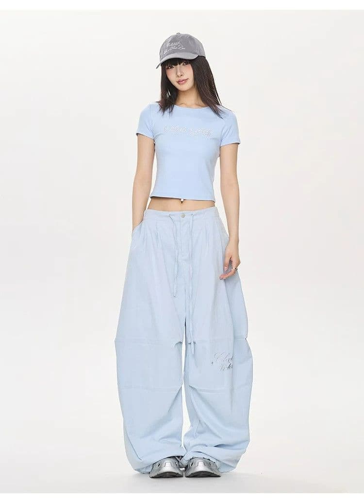 긴 바지 모래 워시 모방 면 슬랙스 머리 하프 밴딩 여름 야마모토 바지 춤추기 운동 바지 핫걸 캐주얼 바지 여성 상세 이미지 10
