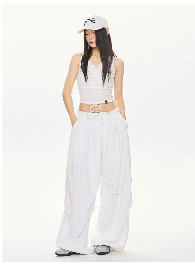 긴 바지 모래 워시 모방 면 슬랙스 머리 하프 밴딩 여름 야마모토 바지 춤추기 운동 바지 핫걸 캐주얼 바지 여성 상세 이미지 17