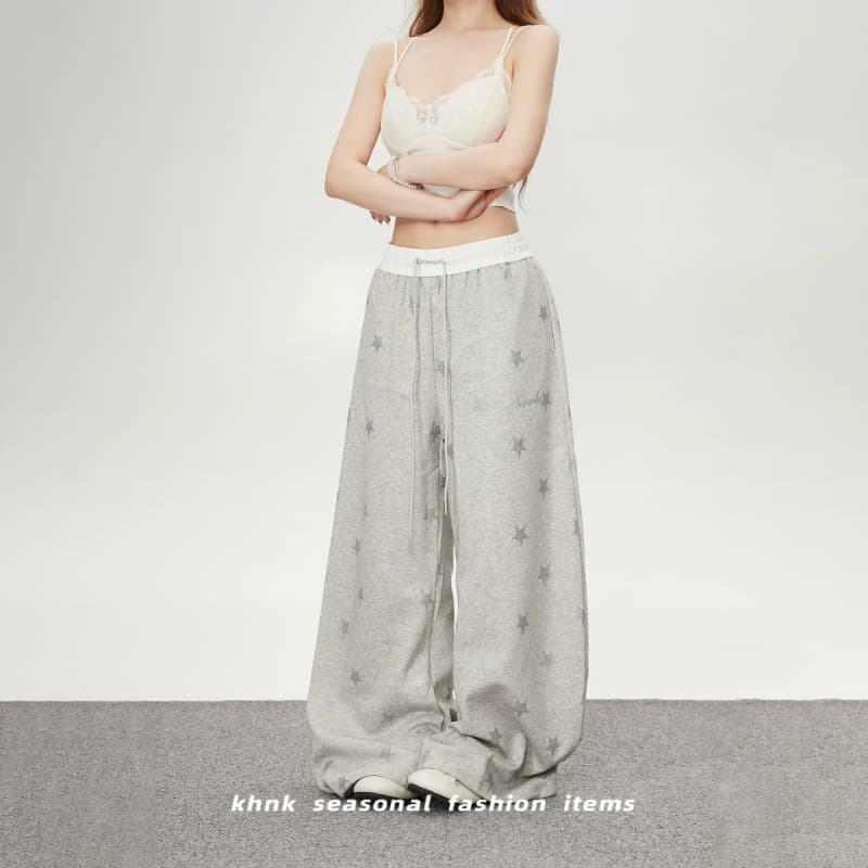 아메리칸 레트로 웨이 바지 여성 다용도 루즈핏 넓은 다리 핫걸 새로운 재즈 무용 y2k 천년기 캐주얼 롱 바지 이미지 2