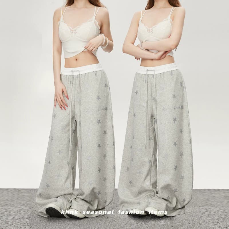 아메리칸 레트로 웨이 바지 여성 다용도 루즈핏 넓은 다리 핫걸 새로운 재즈 무용 y2k 천년기 캐주얼 롱 바지 상세 이미지 1