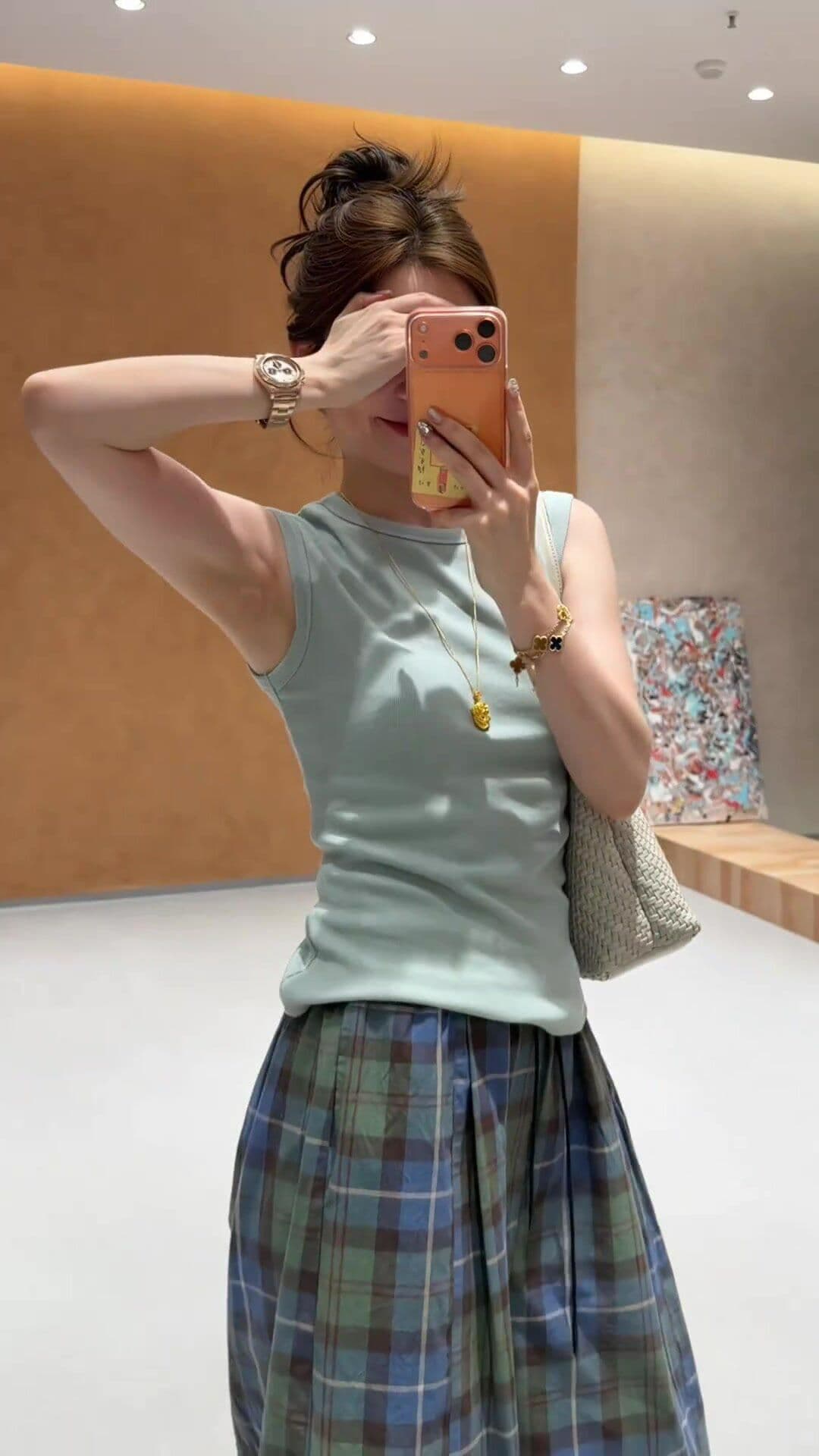 레트로 체크무늬 넓은 다리 9부 바지 여성 여름 얇은 스타일 2026 새로운 하이웨이스트 루즈핏 도루 가을 센스 모통이 칼 바지 아이들 상세 이미지 8