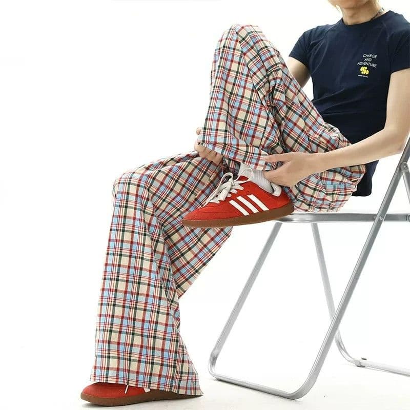 3 차원 허리 머리 면 색상 그리드 하느님 바지 귀여운 단추 장식 디자인 바지 아이들 슬림해 보이는 얇은 스타일 허리밴드 상세 이미지 8
