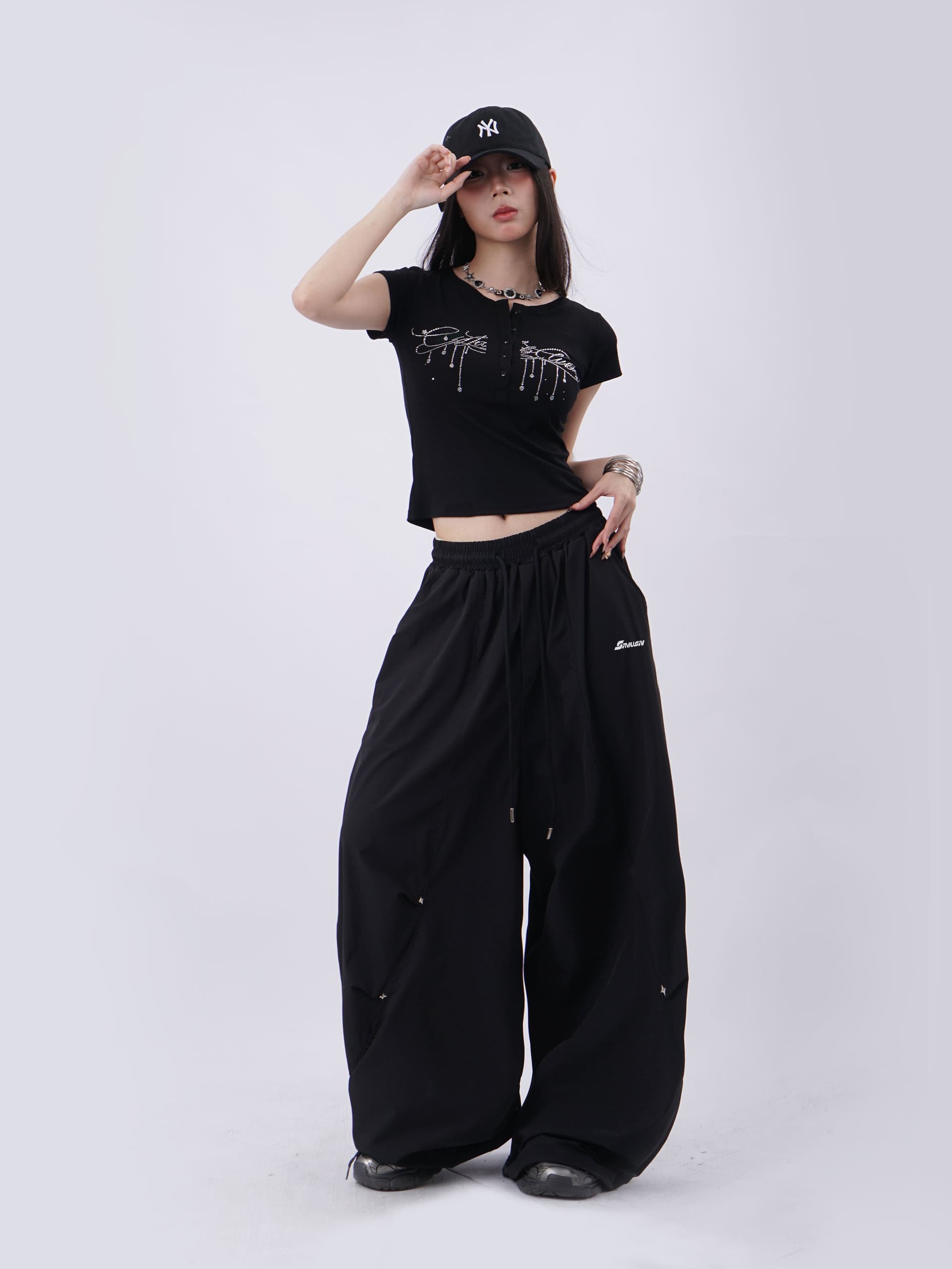 금속 별 속도 건조한 풍선 긴 바지 웃음 하 춤추기 oversize 캐주얼 바지