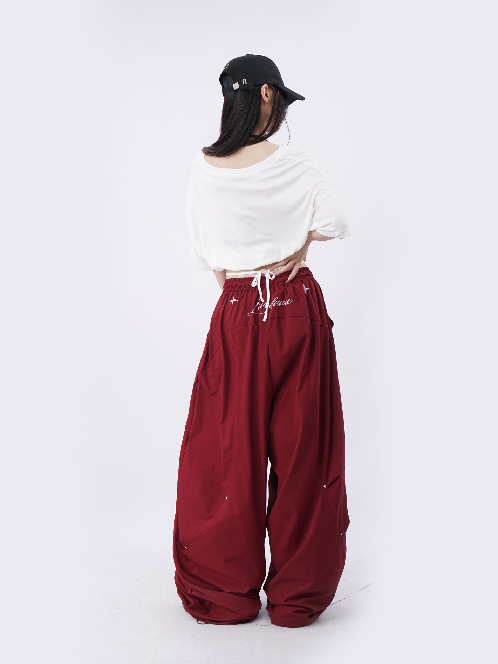 금속 별 속도 건조한 풍선 긴 바지 웃음 하 춤추기 oversize 캐주얼 바지 이미지 3