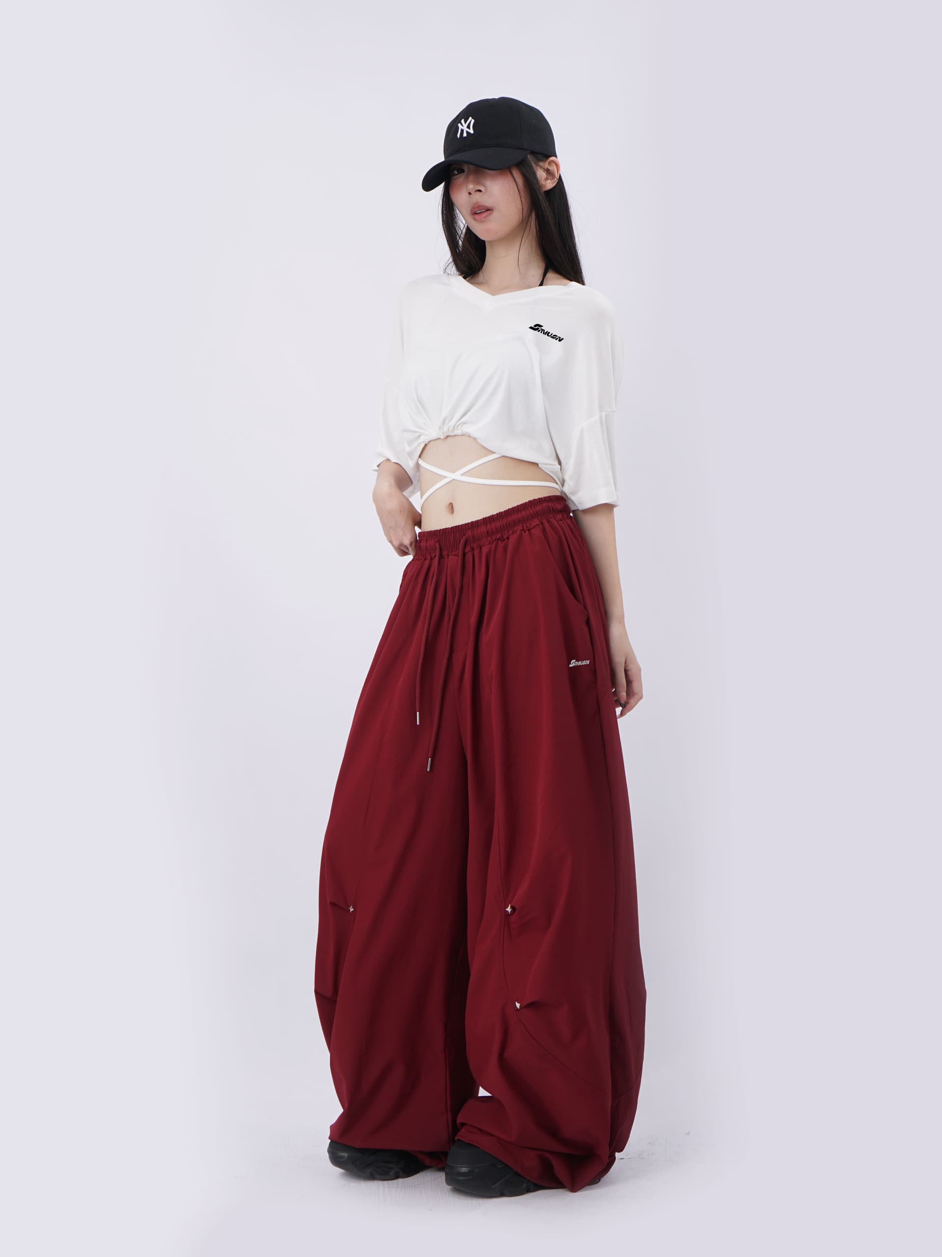금속 별 속도 건조한 풍선 긴 바지 웃음 하 춤추기 oversize 캐주얼 바지 상세 이미지 2