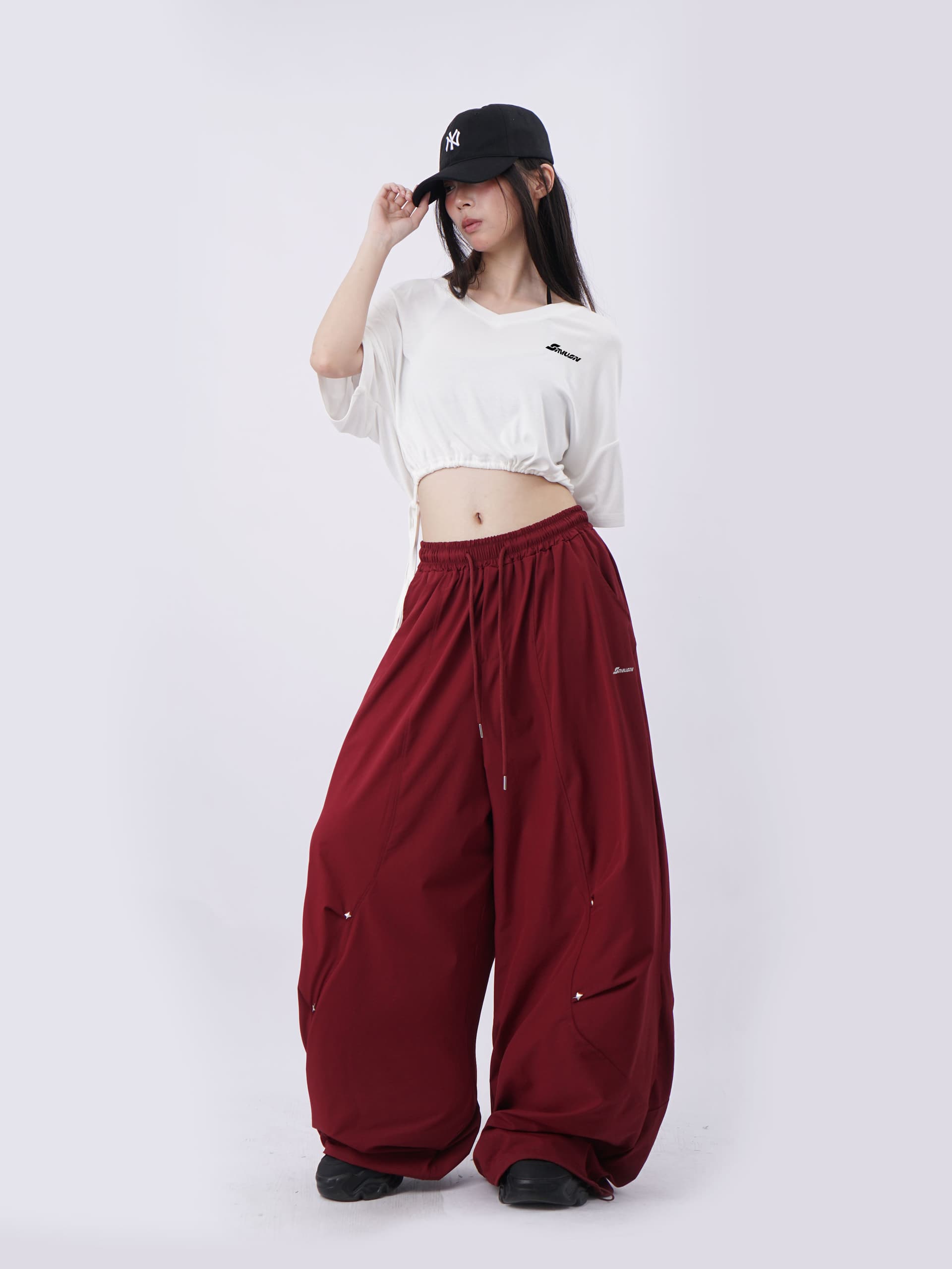 금속 별 속도 건조한 풍선 긴 바지 웃음 하 춤추기 oversize 캐주얼 바지 상세 이미지 6