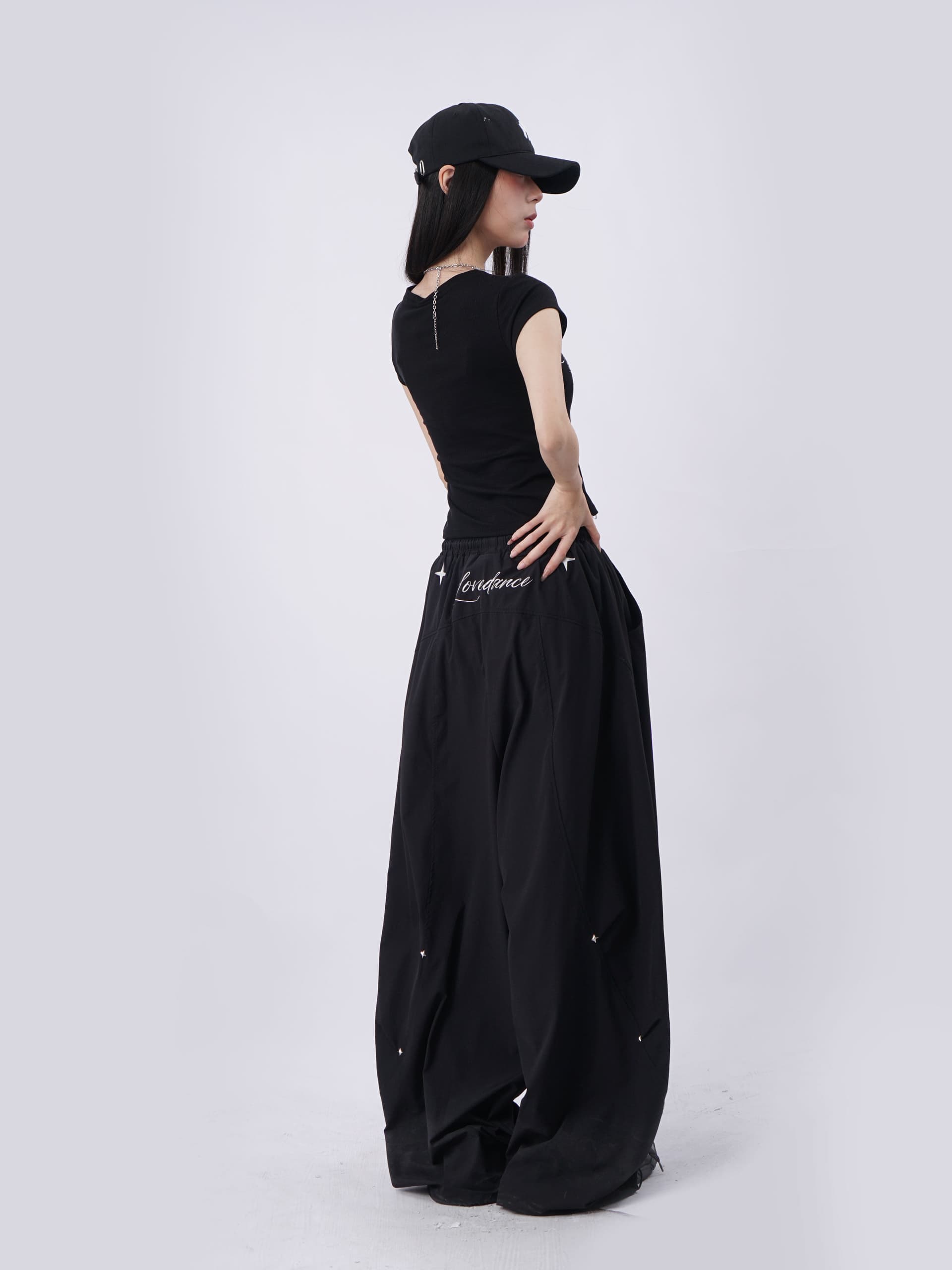 금속 별 속도 건조한 풍선 긴 바지 웃음 하 춤추기 oversize 캐주얼 바지 상세 이미지 7