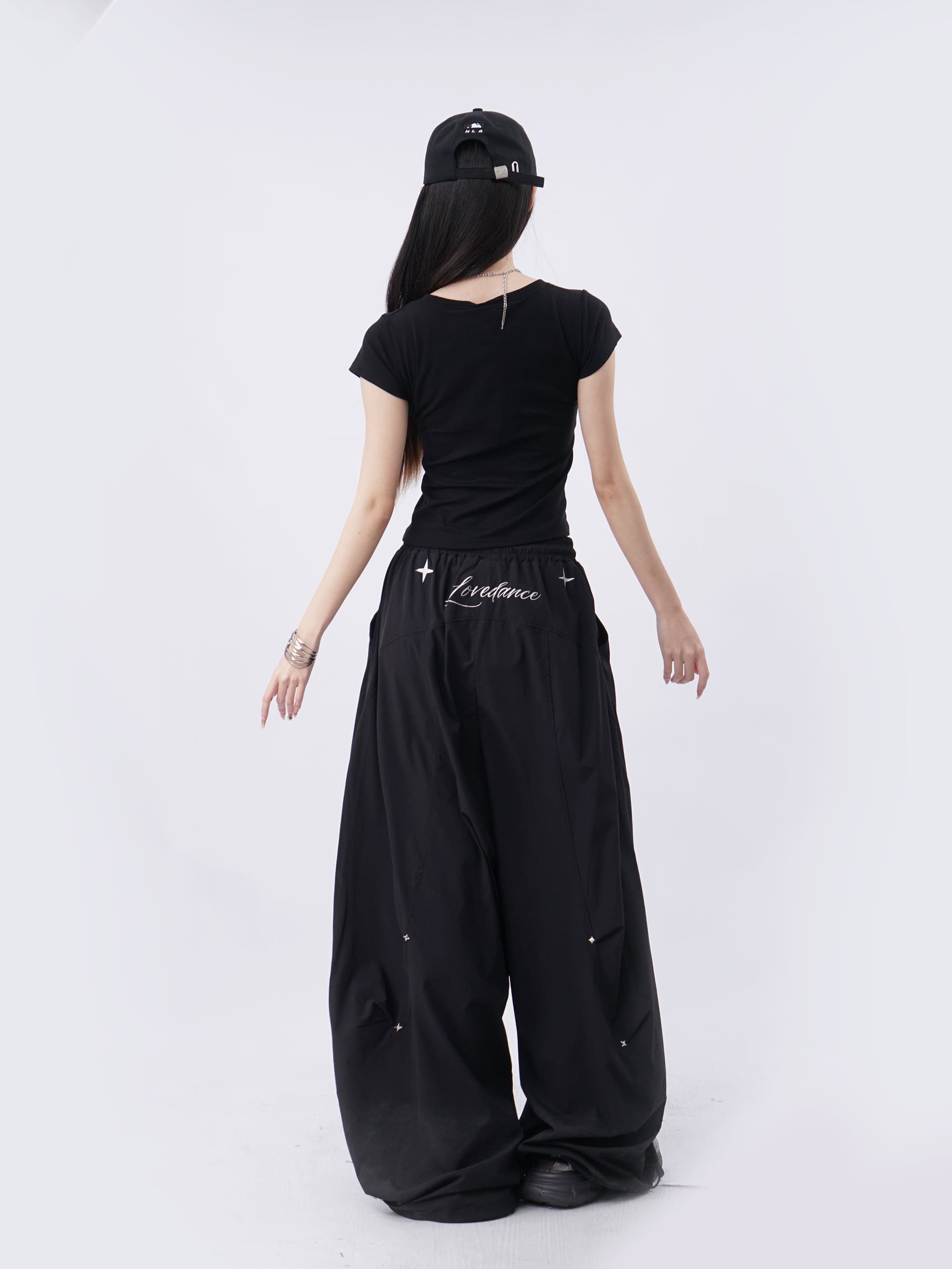 금속 별 속도 건조한 풍선 긴 바지 웃음 하 춤추기 oversize 캐주얼 바지 상세 이미지 11