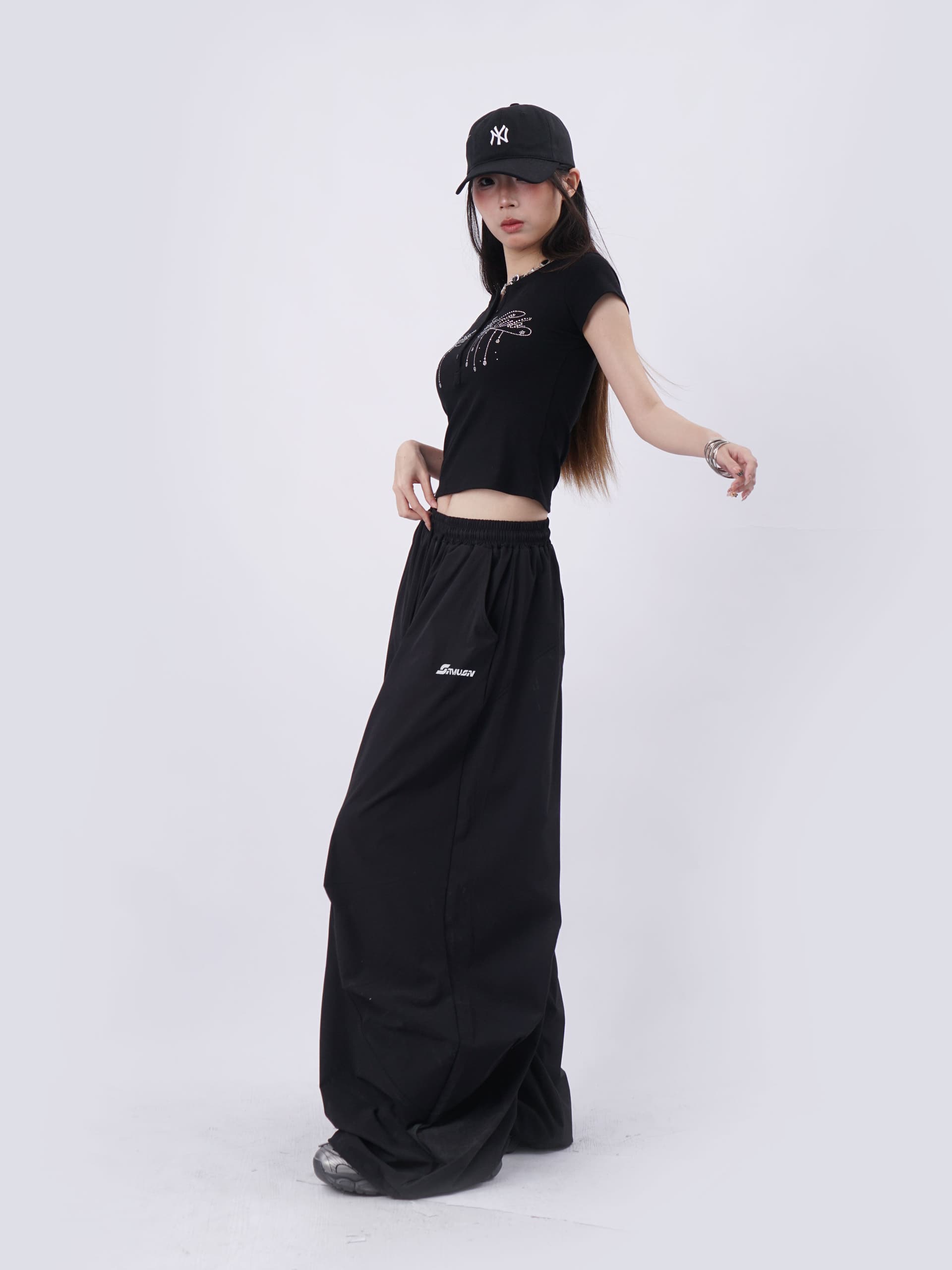 금속 별 속도 건조한 풍선 긴 바지 웃음 하 춤추기 oversize 캐주얼 바지 상세 이미지 13