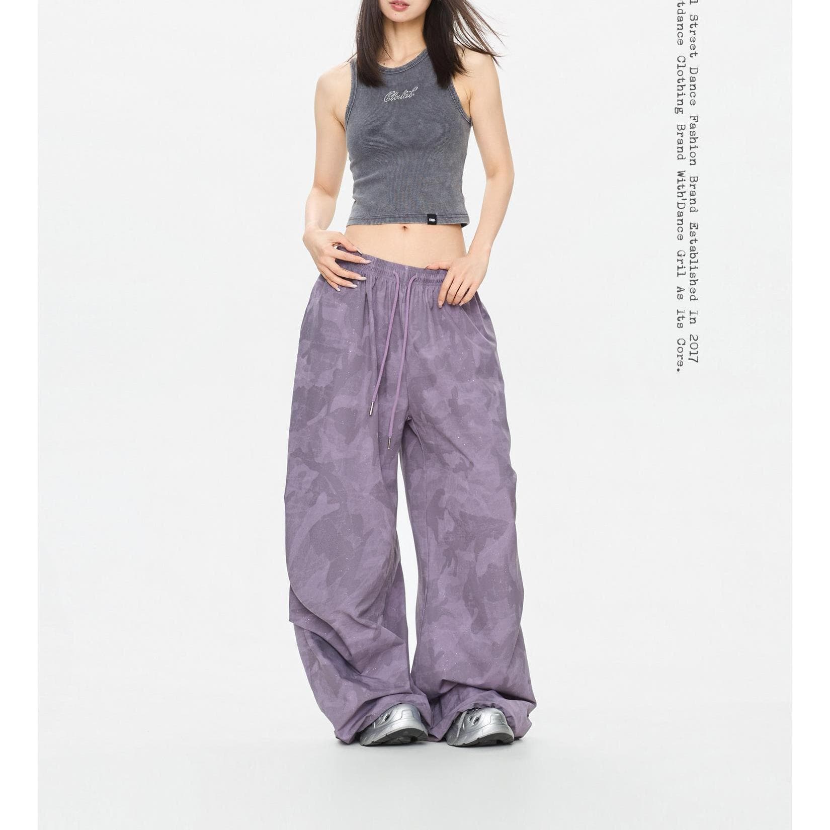 스트리트 댄스 조수 브랜드 거리 oversize 밝은 플래시 카모플라주 루즈핏 긴 바지 차가운 바람의 소리 느긋한 넓은 다리 낙하산 병 바지 상세 이미지 2