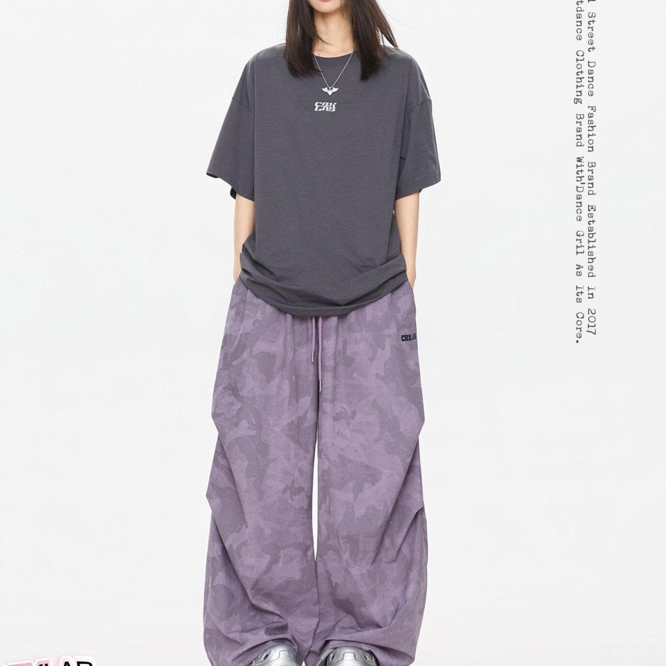 스트리트 댄스 조수 브랜드 거리 oversize 밝은 플래시 카모플라주 루즈핏 긴 바지 차가운 바람의 소리 느긋한 넓은 다리 낙하산 병 바지 상세 이미지 3