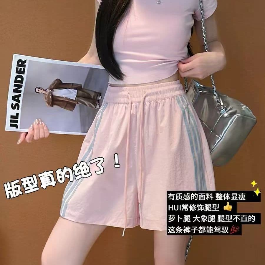 원본 원단 주간 고양이 흔들어서 톤 품질 아메리칸 3개 바 스트라이프 운동 여성 여름 루즈핏 야외 반바지
