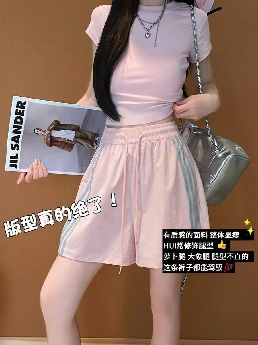 원본 원단 주간 고양이 흔들어서 톤 품질 아메리칸 3개 바 스트라이프 운동 여성 여름 루즈핏 야외 반바지 상세 이미지 3