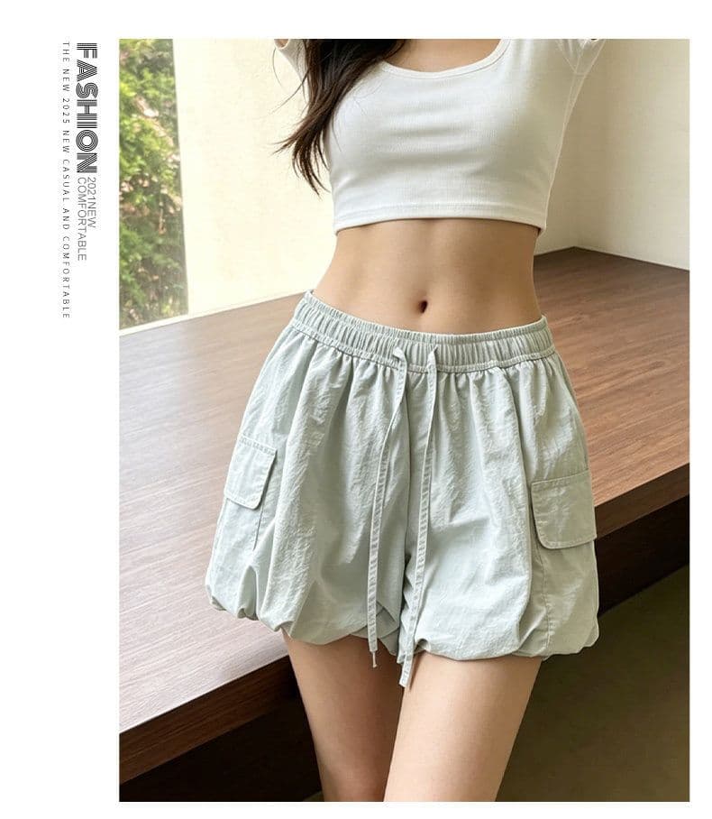 퍼프 꽃밭 치마바지 여성 여름 얇은 2026 새로운 하이웨이스트 슬림해 보이는 배기 바지 작은 키 노출 방지 워크웨어 반바지 상세 이미지 13