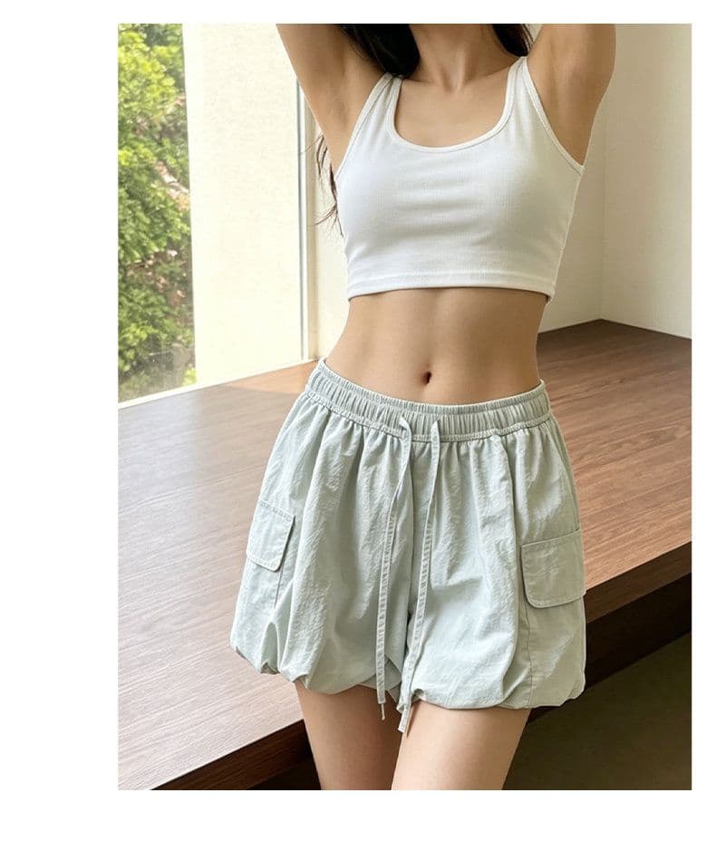 퍼프 꽃밭 치마바지 여성 여름 얇은 2026 새로운 하이웨이스트 슬림해 보이는 배기 바지 작은 키 노출 방지 워크웨어 반바지 상세 이미지 14