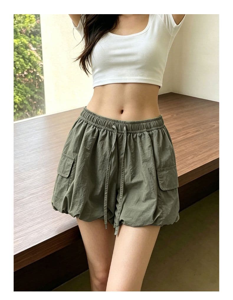 퍼프 꽃밭 치마바지 여성 여름 얇은 2026 새로운 하이웨이스트 슬림해 보이는 배기 바지 작은 키 노출 방지 워크웨어 반바지 상세 이미지 15