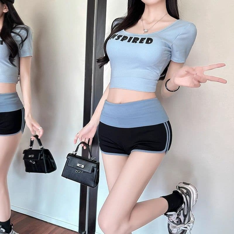 아메리칸 핫걸 바람 섹시함 순수한 욕망 기초 섹션 레트로 캐주얼 배색 반바지 편안함 다용도 슬림해 보이는 캐주얼 핫 바지 상세 이미지 6