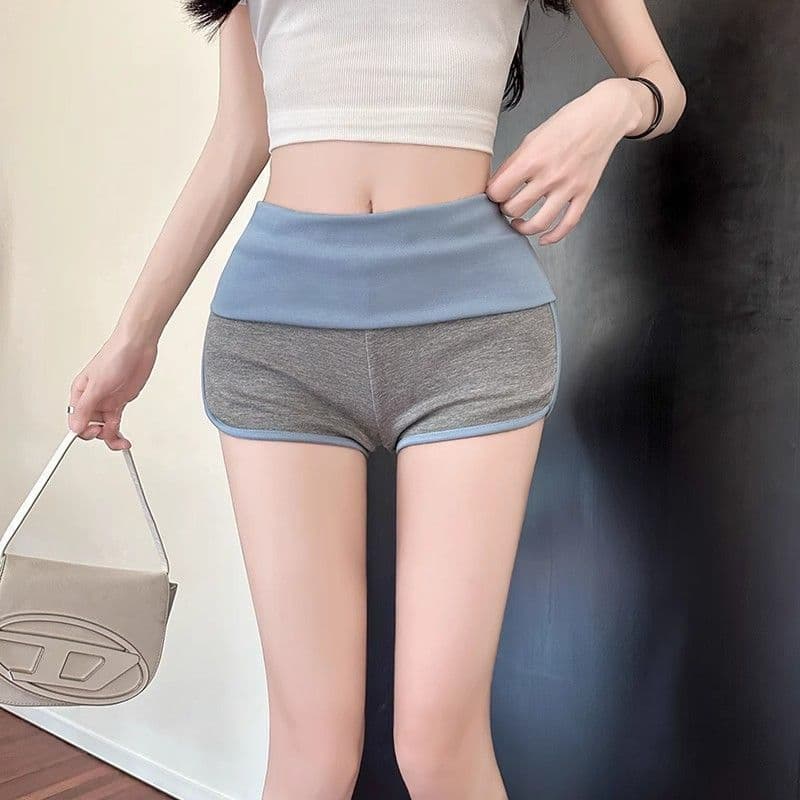 아메리칸 핫걸 바람 섹시함 순수한 욕망 기초 섹션 레트로 캐주얼 배색 반바지 편안함 다용도 슬림해 보이는 캐주얼 핫 바지 상세 이미지 16