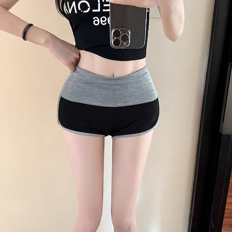 아메리칸 핫걸 바람 섹시함 순수한 욕망 기초 섹션 레트로 캐주얼 배색 반바지 편안함 다용도 슬림해 보이는 캐주얼 핫 바지 상세 이미지 21