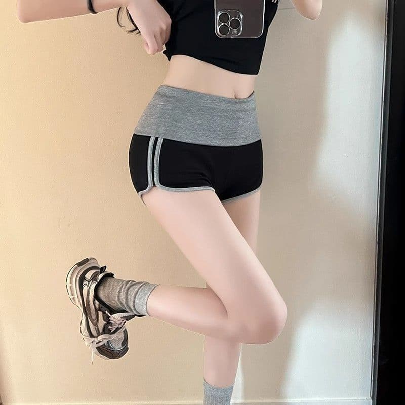 아메리칸 핫걸 바람 섹시함 순수한 욕망 기초 섹션 레트로 캐주얼 배색 반바지 편안함 다용도 슬림해 보이는 캐주얼 핫 바지 상세 이미지 22