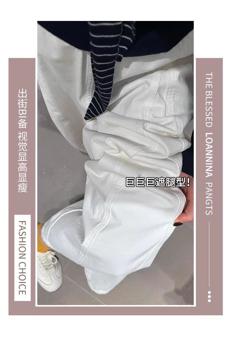 일본식 핑크색 와이드 레깅스 바지 여름 얇은 2026 새로운 하이웨이스트 루즈핏 슬림해 보이는 작은 키 캐주얼 모통이 칼 바지 상세 이미지 4